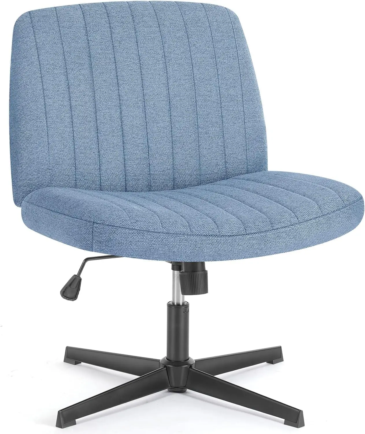Criss Cross Legged Office Chair, Armless Wide Seat No Wheels, Modern Home Desk Height Adjustable Swivel