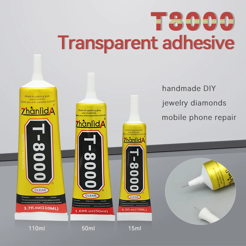 Zhanlida t8000 colle de Contact transparente pour téléphone composants électroniques bijoux bricolage verre plastique avec pointe applicateur de précision