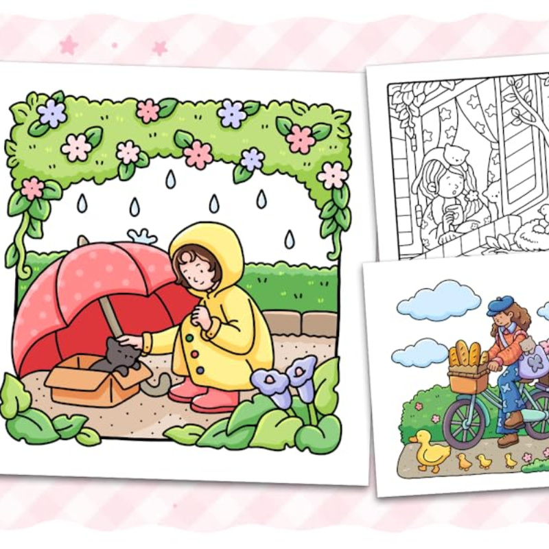 Girls' Alone Time - สมุดระบายสีสําหรับผู้ใหญ่และวัยรุ่น โดดเด่นด้วยกิจกรรมผ่อนคลายทุกวันที่น่ารักและสบาย ผ่อนคลาย