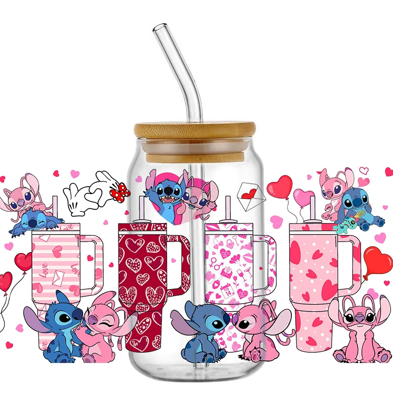 UV DTF tasse tasse enveloppes Miniso belle bande dessinée point 3D transfert autocollant pour 16oz Libbey lunettes tasse étanche autocollant bricolage