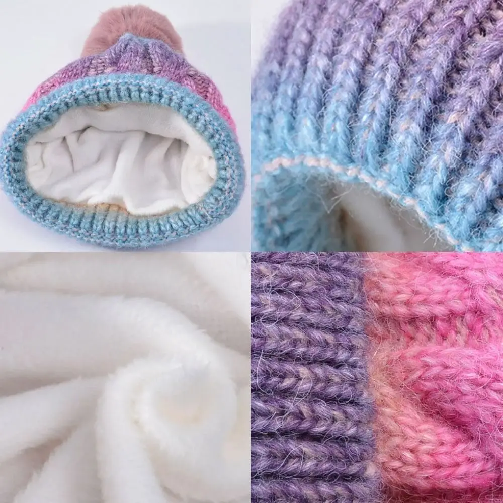 Set di sciarpe per cappelli lavorati a maglia in colore sfumato Berretti antivento a prova di freddo Berretti invernali addensati Caldi per ciclismo Sci Skullcap per donna