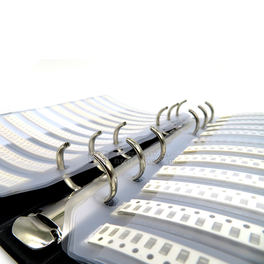 170 valores 4250 Uds 8500 Uds resistencia SMD 1% 0R ~ 10M 0201 0402 0603 0805 1206 libro de muestra resistencias surtido Kit resistencias