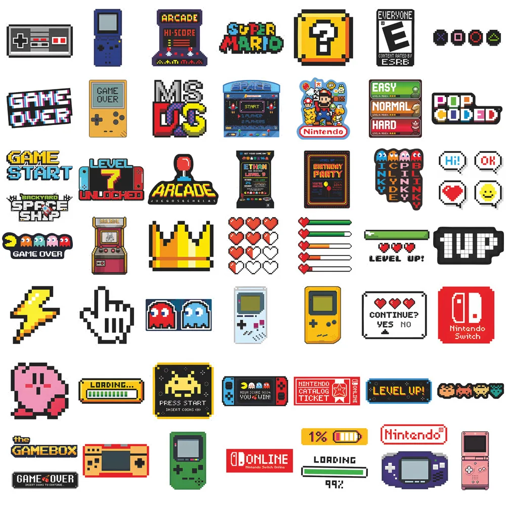 50PCS คลาสสิกเกมคอนโซลสติกเกอร์การ์ตูน Retro Nostalgia สําหรับสเก็ตบอร์ดรถจักรยานยนต์ Graffiti สติกเกอร์ของเล่น