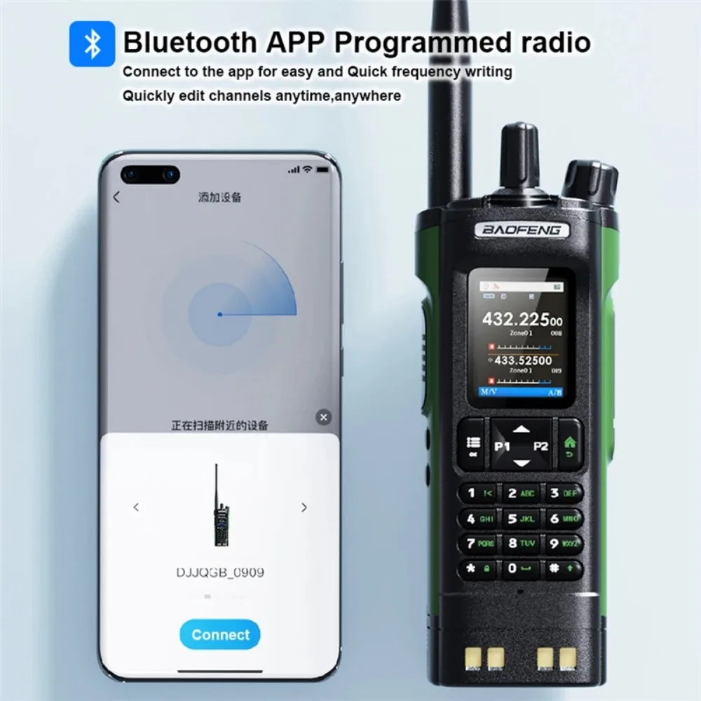 BAOFENG UV-32 GPS Walkie Talkie 10W Multi Band Bluetooth Programming Wireless Copy Frequency NOAA Long Range Ham Two Way Radio