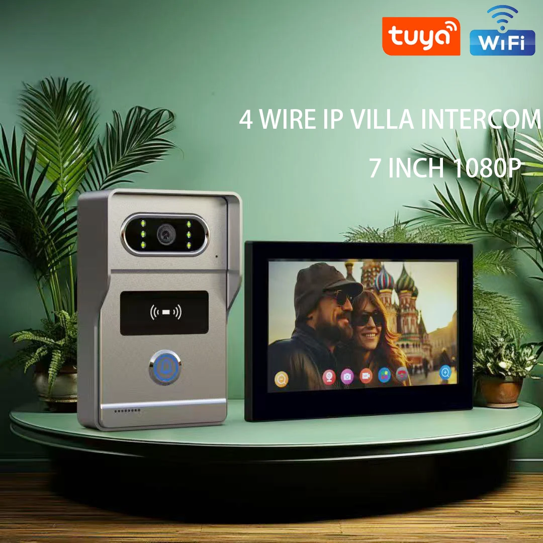 Tuya vídeo campainha casa monitor com fio interfone telefone da porta villa 1080p visão noturna inteligente sistema de controle acesso eletrônico
