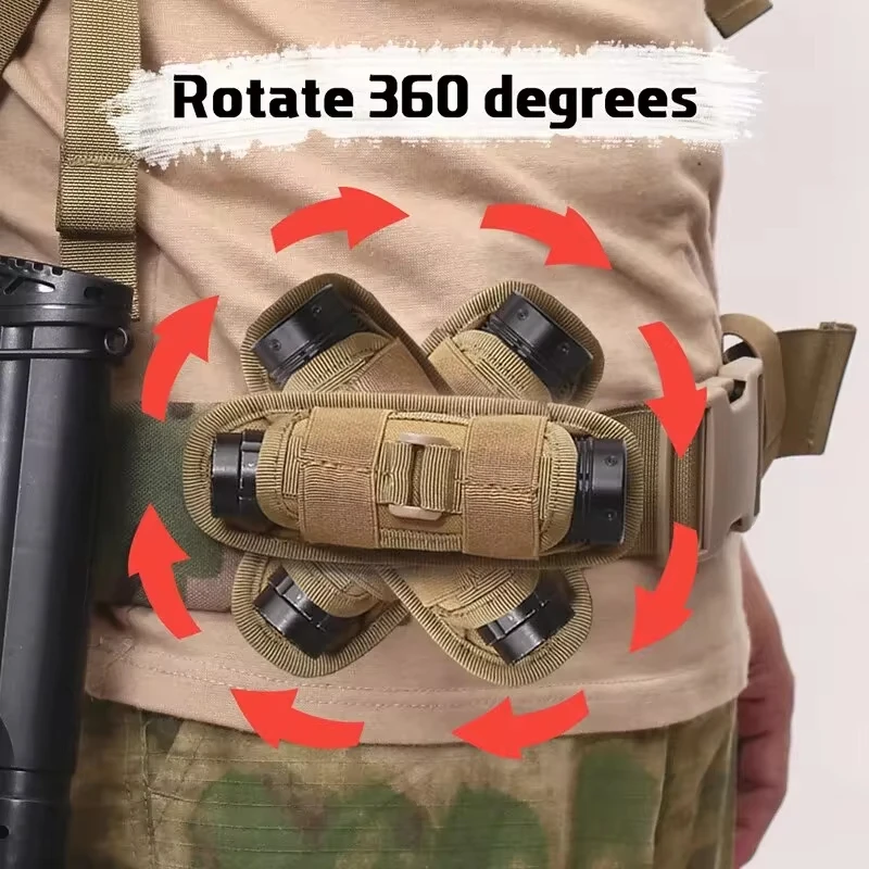 Belt Flashlight Pouch 360 Degrees Rotatable Outdoor Torch Case Holster Hunting Lighting Light Holder Waist Bag