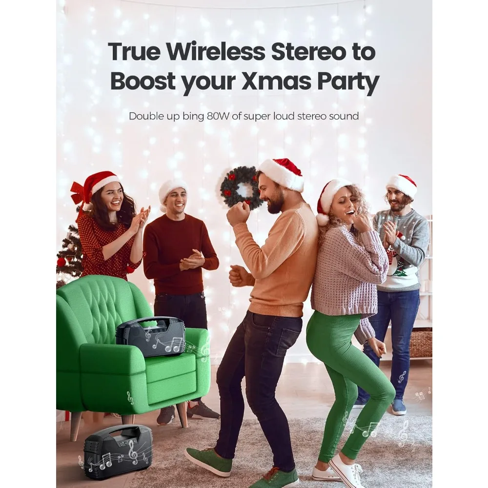 IPX7 Waterproof Bluetooth Speaker, 40W(60 Peak) Portable Wireless Speakers with Subwoofer, 32H Playtime, Stereo Loud Sound, Deep