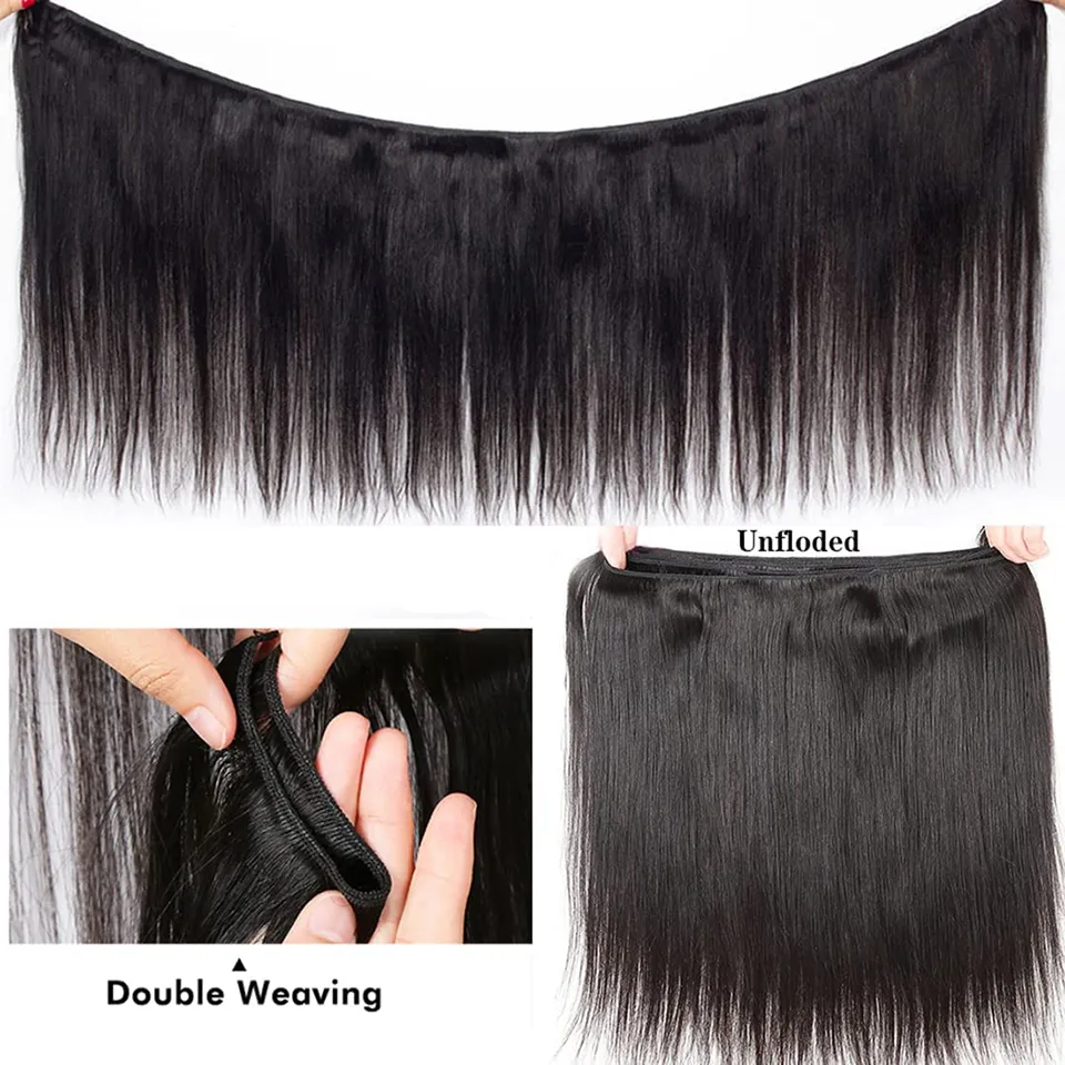 มัดผมตรงสำหรับผู้หญิง1/3/4ช่อผม100% สีธรรมชาติ12A
