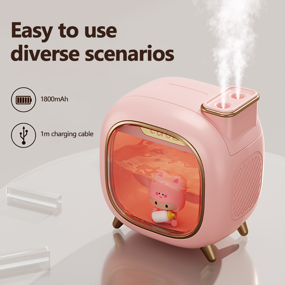 Ultrasonic Cartoon Air Humidifier 500ML Large Capacity Aroma Essential Oil Diffuser Cute Dolls USB Double Spray Colourful Lights