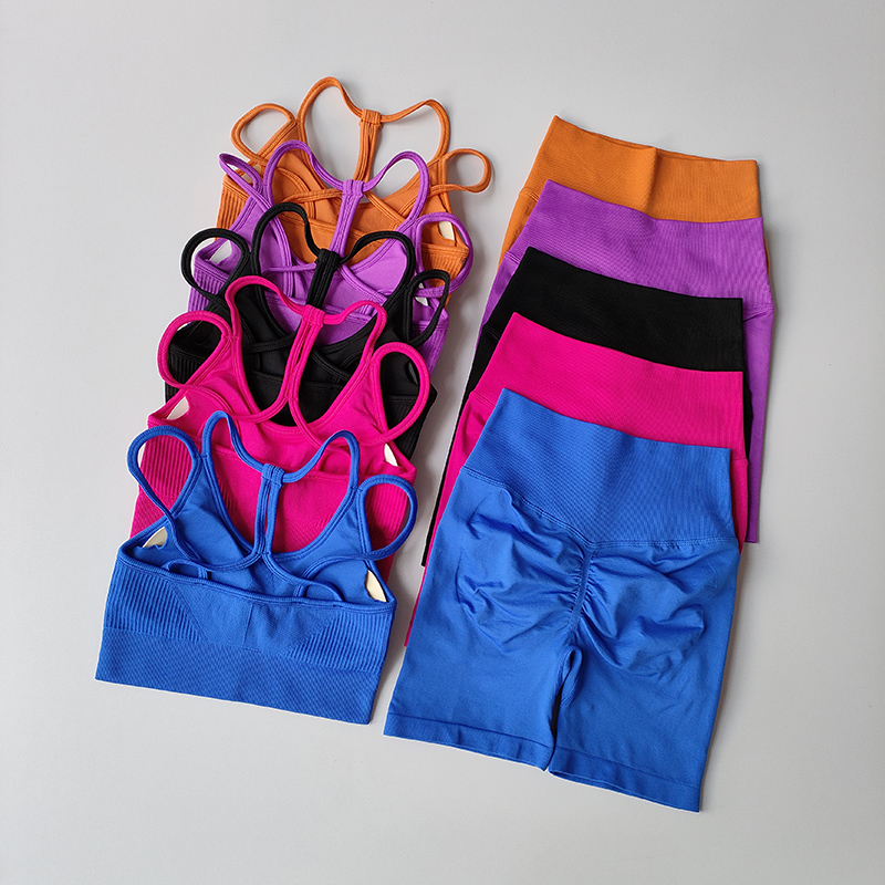 Conjunto deportivo de cintura alta color melocotón para levantamiento de cadera, ropa de Yoga de secado rápido a prueba de golpes, pantalones para correr, conjunto de dos piezas para Fitness, 3/4