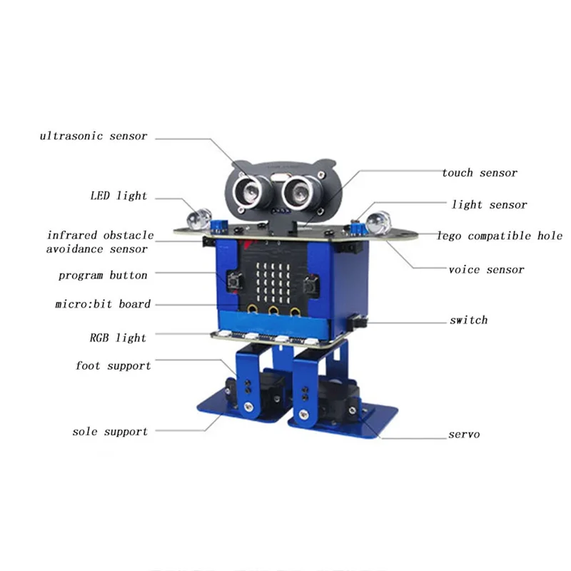 ABKR-Happybot Programação Carro Robô + XR Scratch Biped Walking Dance Music Micro:Bit Placa-mãe APP