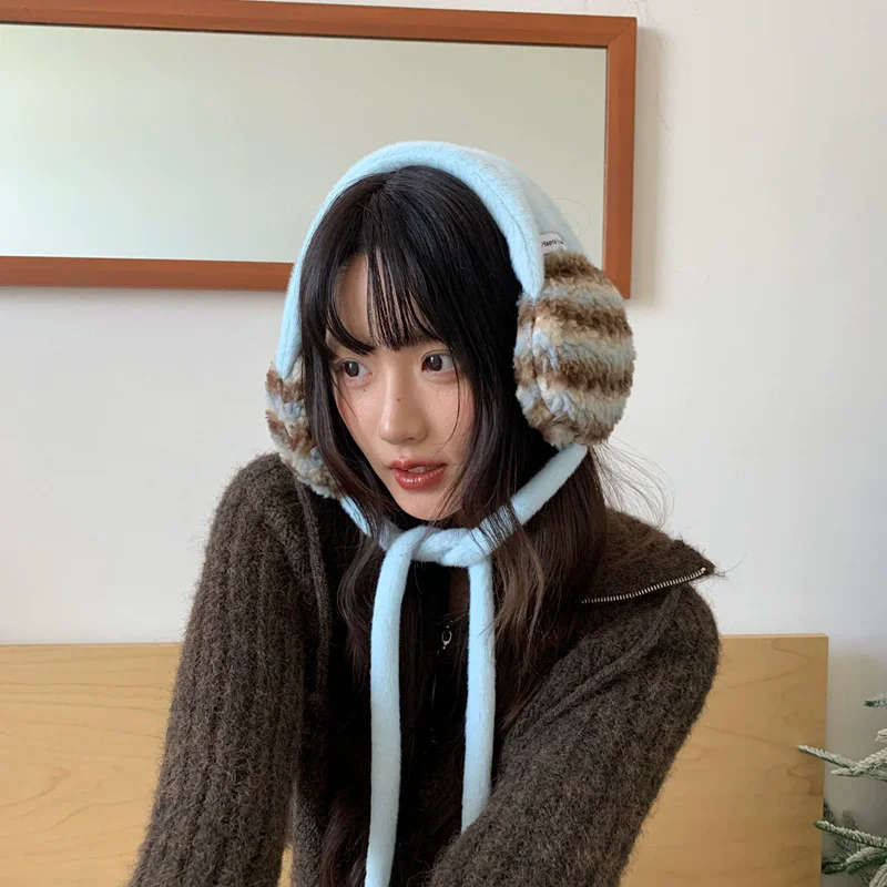 Cache-oreilles coréen en peluche tricoté à la main pour femmes, rose doux, voyage d'automne et d'hiver pour garder au chaud et polyvalent, accessoires pour cheveux