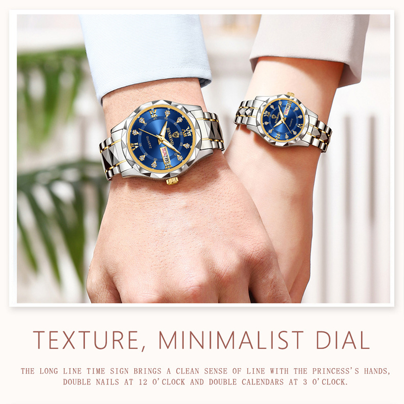 BINBOND-relojes de pareja originales para amantes, reloj de pulsera luminoso resistente al agua de lujo, correa de acero inoxidable, femenino