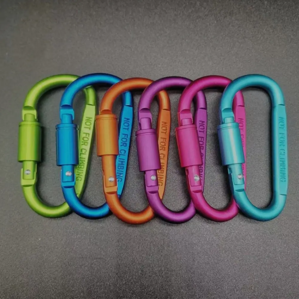 LLavero de hebilla de seguridad de aleación de aluminio Multicolor con bloqueo, botón de escalada, mosquetón en forma de D, gancho para deportes al aire libre, Camping y senderismo