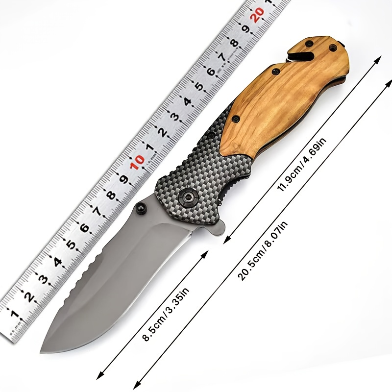 New Style Elegant Wood Handle Folding Knife - Lightweight & Portable Outdoor Utility Knife with Ergonomic Grip, Sharp Straight