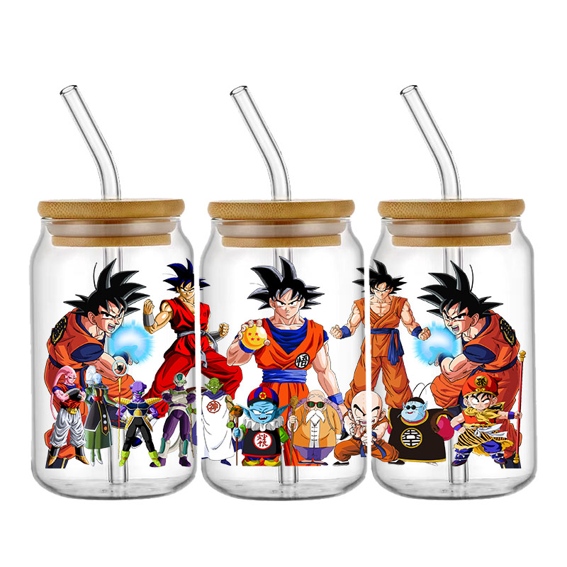 Japan Cartoon Anime Character UV DTF Wraps Transfer Sticker DIY For 16oz Libbey Glass Cup Waterproof Wrap Transfers Decals Cup