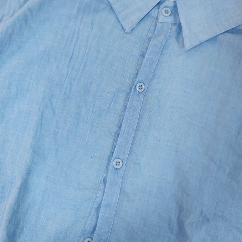 Camicie estive in cotone e lino per uomo Camicie casual a maniche corte Camicette Colletto rovesciato solido Camicie da spiaggia formali Abbigliamento maschile
