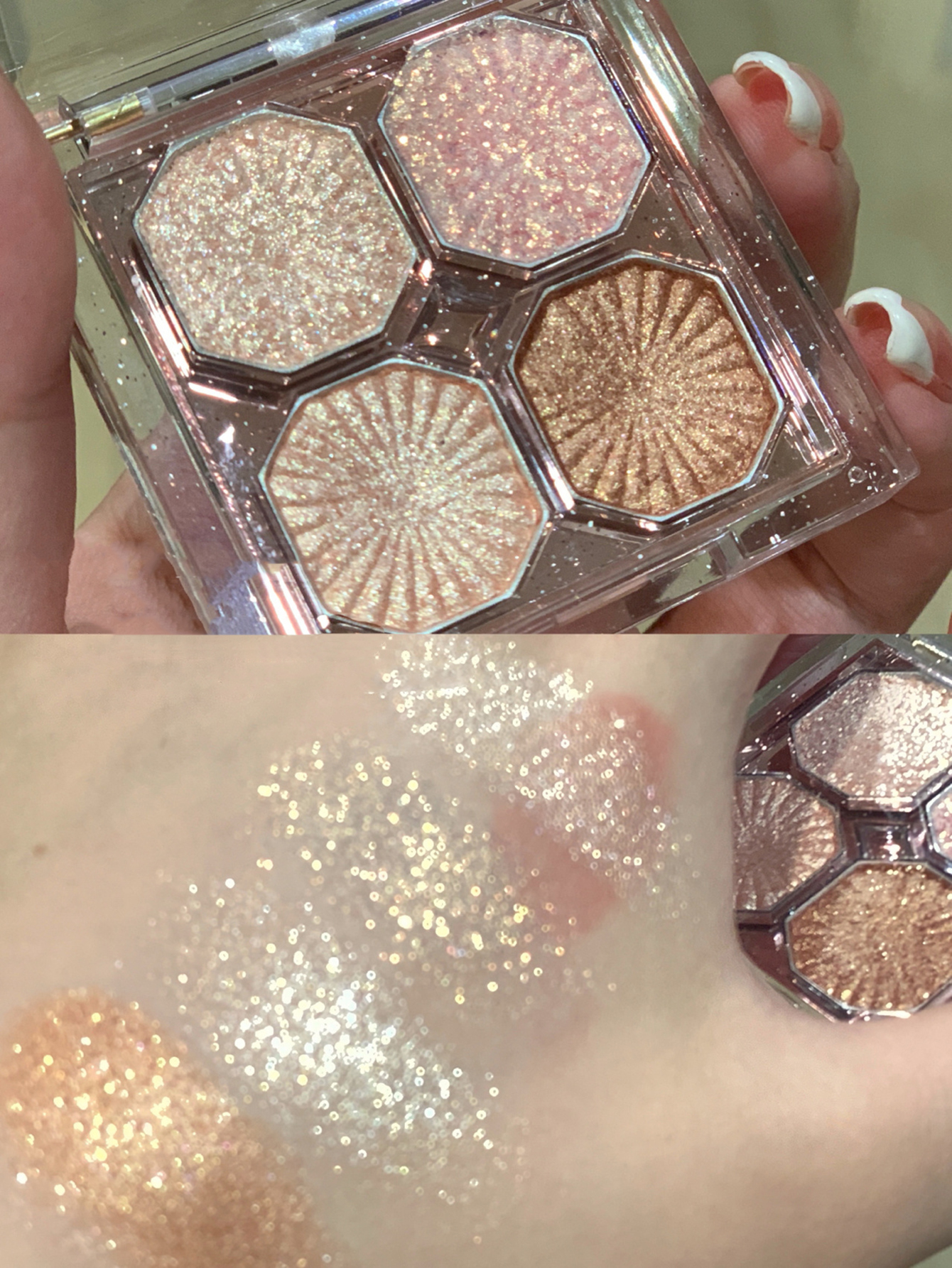 DIKALU-Glitter Gem Eyeshadow Tray, Glitter, Matte, Fácil de Remover Maquiagem, Diariamente, 4 Cores