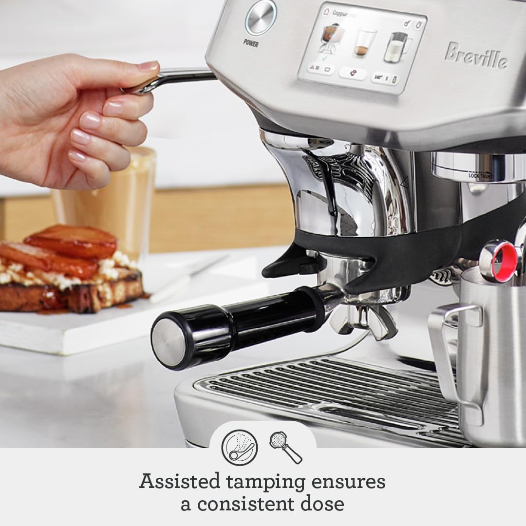 Touch Impress Espresso Machine with Grinder & Auto Milk , Espresso Maker with Assisted Tamping & Touchscreen, Cappuccino