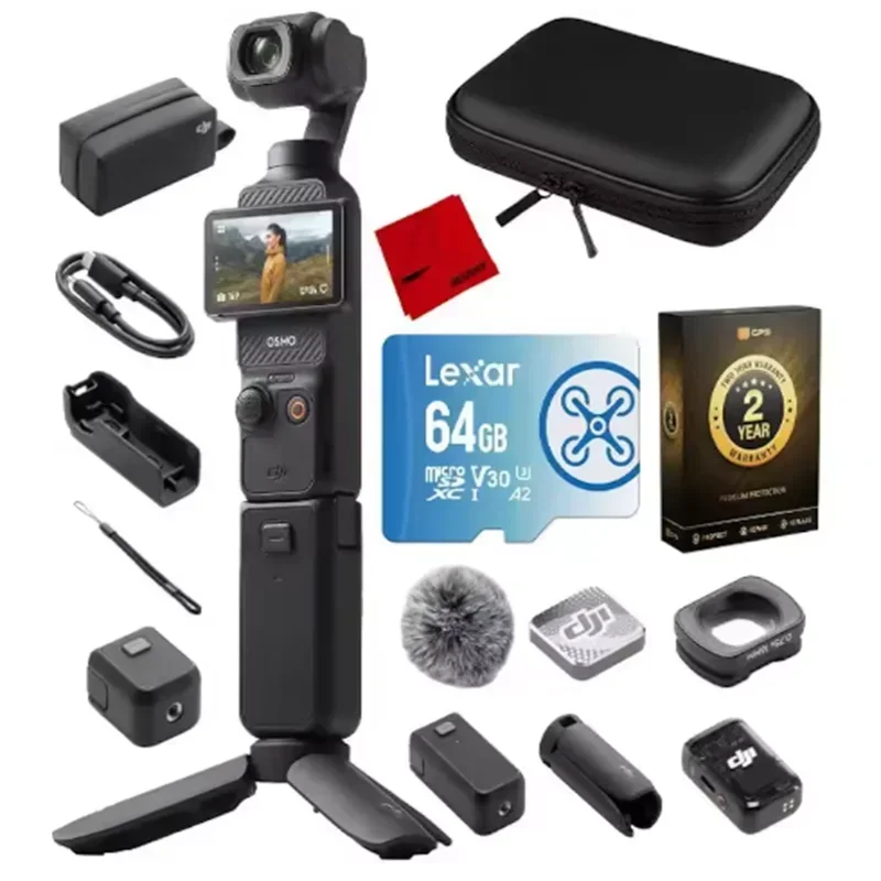 HOT SALE ON NEW DJI Osmo Pocket 3 Creator Combo Gimbal Stabilizer - 1′′ CMOS & 4K/120fps Video, 3-Axis Stabilization Bundle