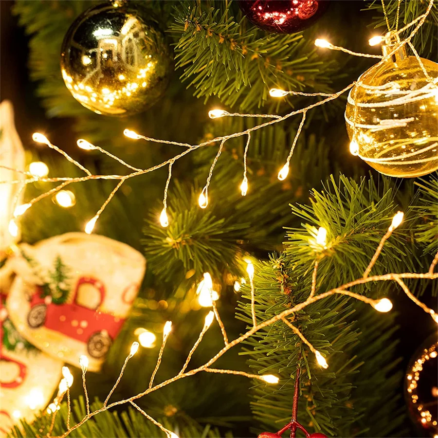 3/6/12M LED Christmas Garland Starry Cluster Light With Remote USB Power Firecracker Fairy Light Copper Wire Party String Light