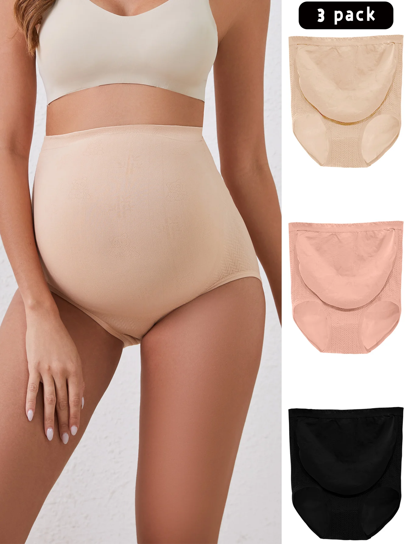 3 Pack set  High-Waist Maternity Underwear Breathable Belly Support Women's Comfortable Cotton Panties for Pregnant Ladies