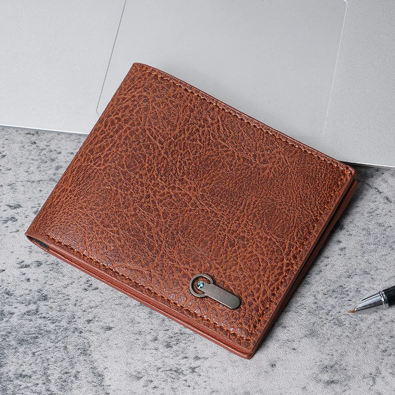 Cartera corta multitarjeta para hombre, billetera informal de moda, delgada, doble pliegue, horizontal, suave, nueva