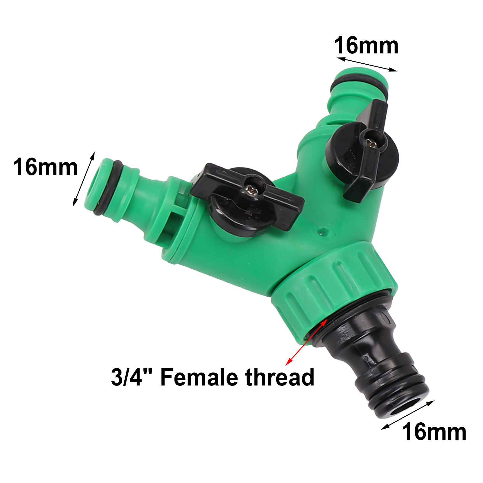 Conectores de tubulação de água de jardim de 2 vias, adaptador de tubo em forma de y, válvula divisora de mangueira, válvula de plástico de três vias com interruptor