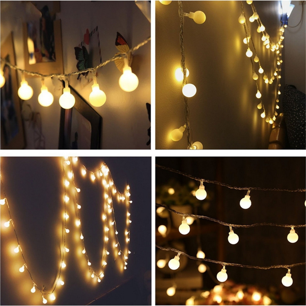 1.5M 3M 6M 10M LED Cherry Ball Garland String Lights Flash Indoor Holiday Lamp 10/20/40 LED Fairy Lights Battery/USB Operated