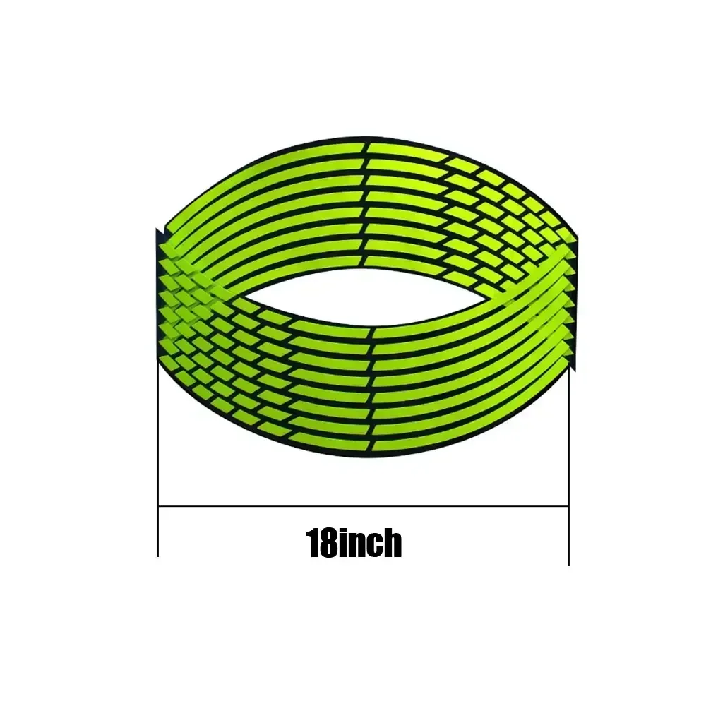18''Universal Xe Máy Dán Bánh Dải Dây Phản Quang Trang Trí Sọc Ô Tô Xe Đạp Xe Máy Xe Đạp Xanh Huỳnh Quang Viền