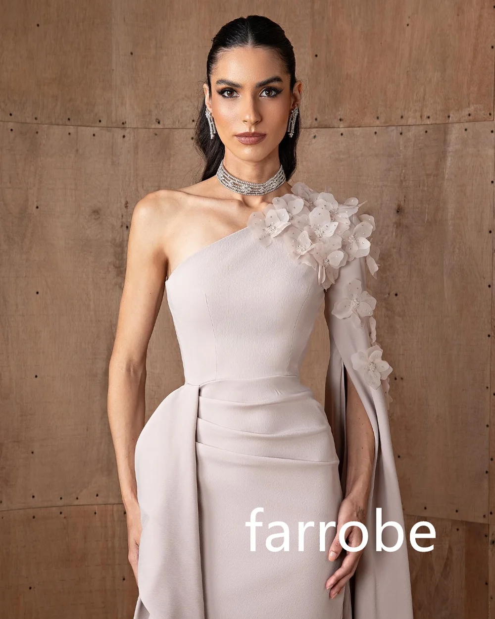 Personalizado simples jérsei plissado flor a linha de um ombro vestidos longos sob medida vestidos de ocasião clássico requintado estilo moderno p