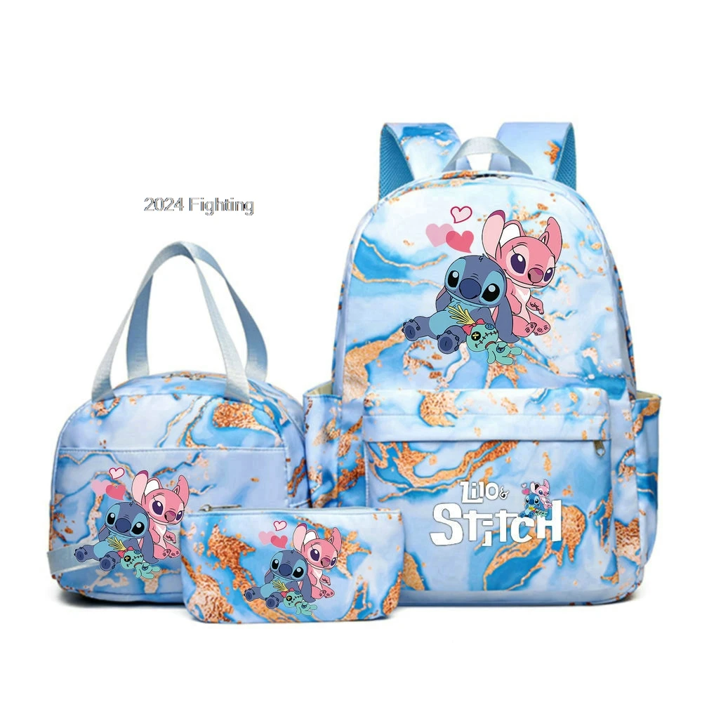 3 unids/set MINISO Lilo & Stitch mochila impresa estudiante adolescentes mochila adolescente niñas niños viaje gradiente Rampa Mochilas