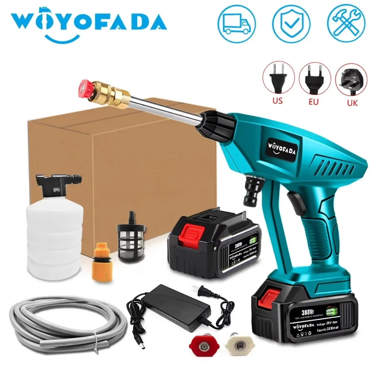 30BAR Không Dây Rửa Xe Áp Lực Cao Nước Súng Xịt Di Động Áp Lực Cao Xốp Máy Phát Điện Cho Makita 18-21V