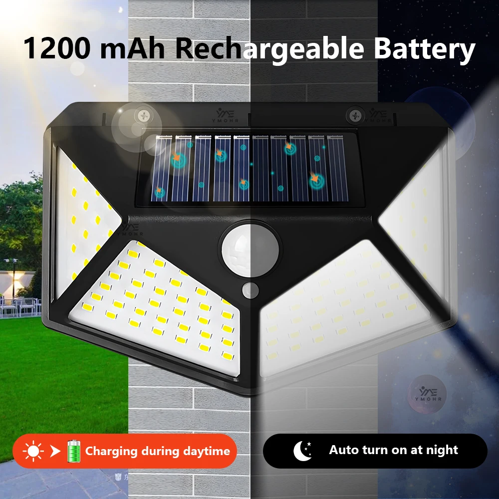 1/2/4/6PCS 모션 센서와 100LED 유도 태양 램프 장식 정원 베란다 마당 차고에 대 한 야외 방수 벽 조명