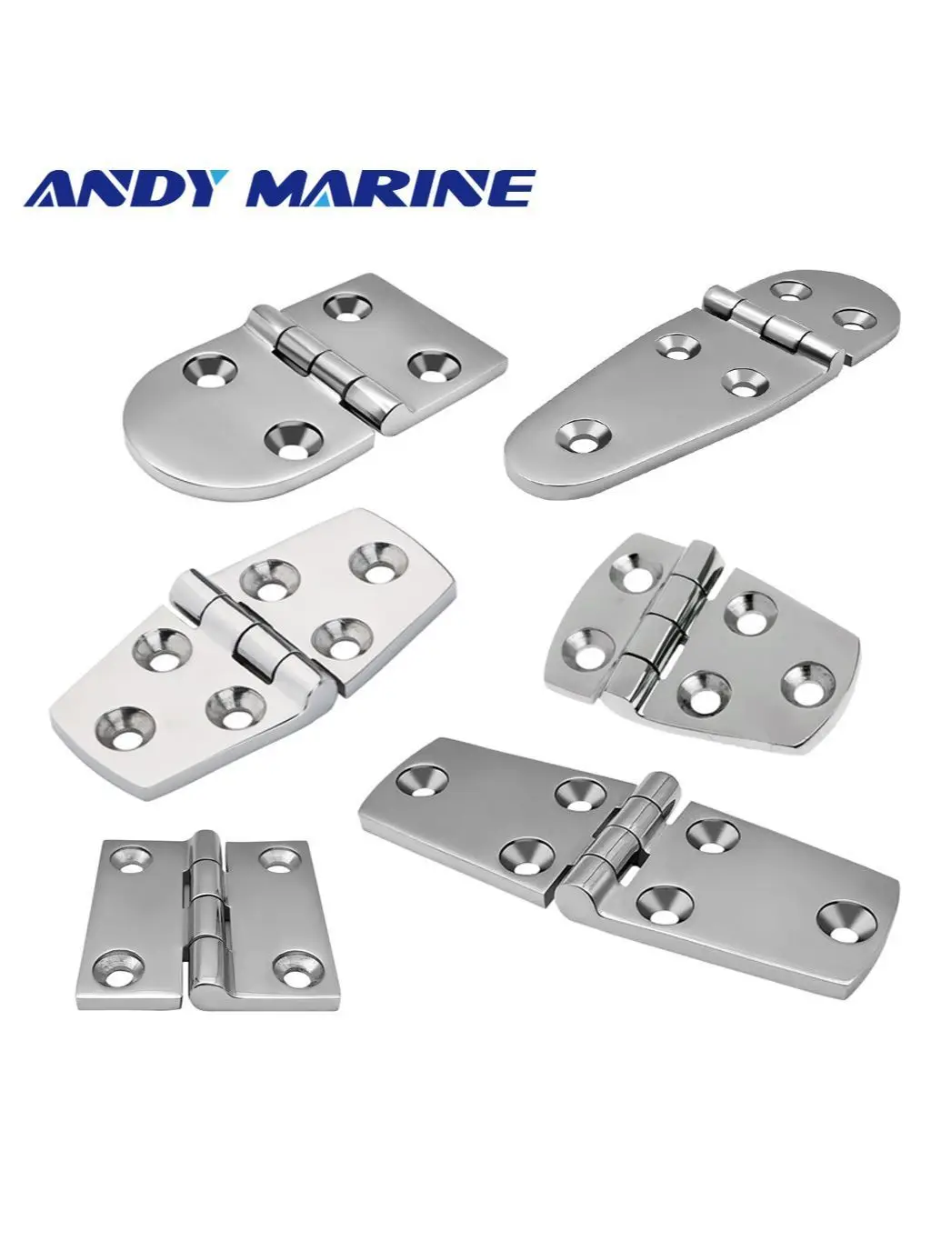 Andymarine-bisagra de fundición de acero inoxidable pesado, bisagra plana, puertas de gabinete para ventanas, bisagra, caja de madera, espesor de bisagra