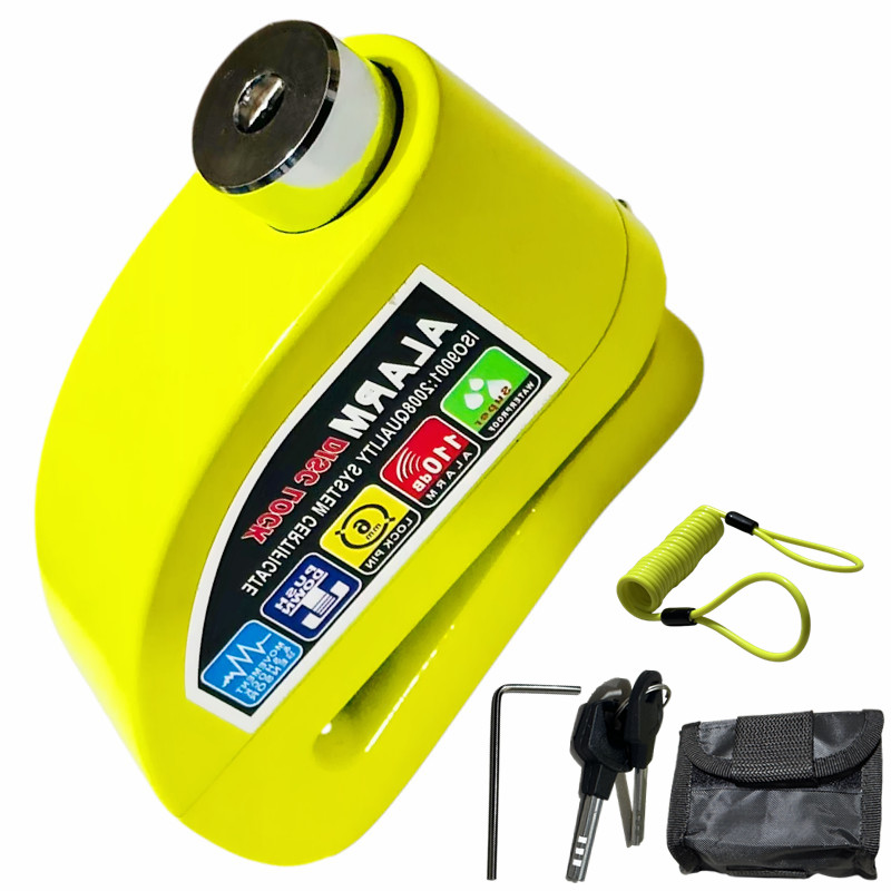 Cerradura de alarma impermeable para motocicleta, cerradura antirrobo de seguridad para bicicleta, bloqueo de freno de disco para bicicleta de montaña + bolsa + cuerda de recordatorio de 1,5 m