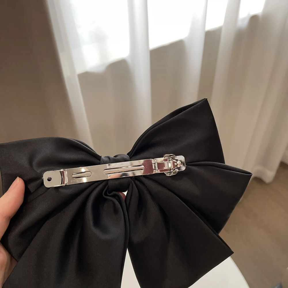 Feminino cetim arco hairpin rabo de cavalo clipe de duas camadas bowknot fita primavera clipe temperamento acessórios moda coreana elegante