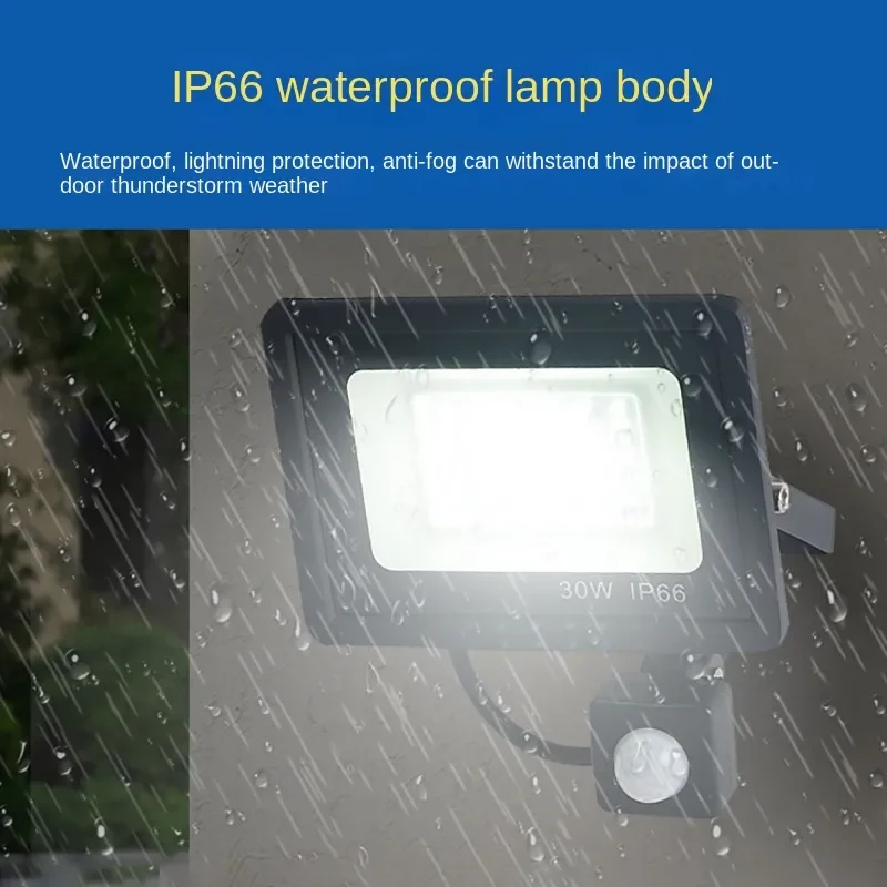 LED Floodlights 100W 50W 30W 20W 10W PIR Motion Sensor IP66 กันน้ํา LED 220V แขวนภายนอกโคมไฟติดผนังกลางแจ้ง Spotlight