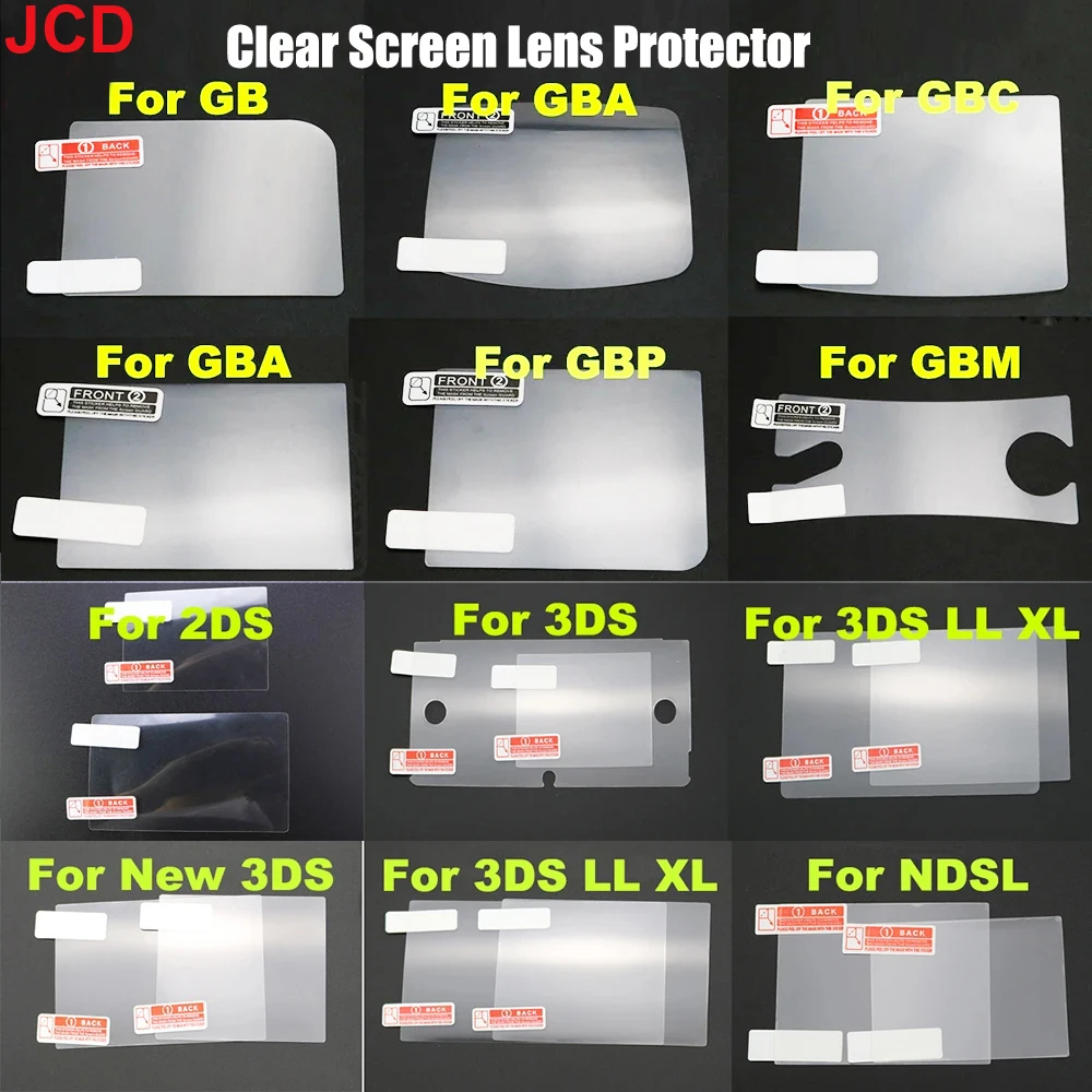 JCD-Película protectora transparente para GB GBA GBC GBA SP DSL NDSL, Protector de pantalla LCD para 2DS New 3DS XL, 1 piezas