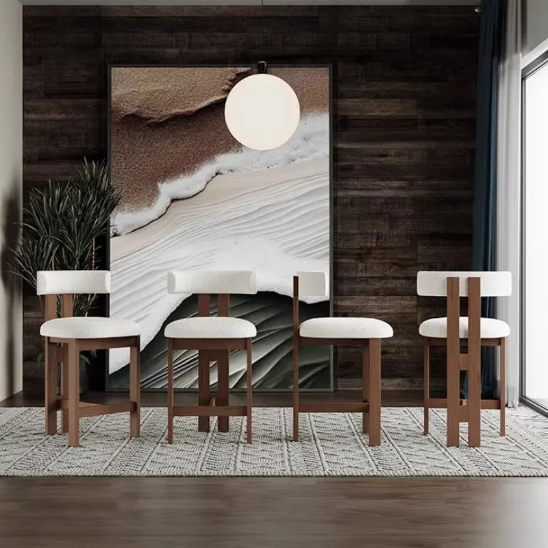 Cantine chaise de Bar en bois massif haut doux nordique ergonomique minimaliste réception à la mode Unique esthétique salon Restaurant maison