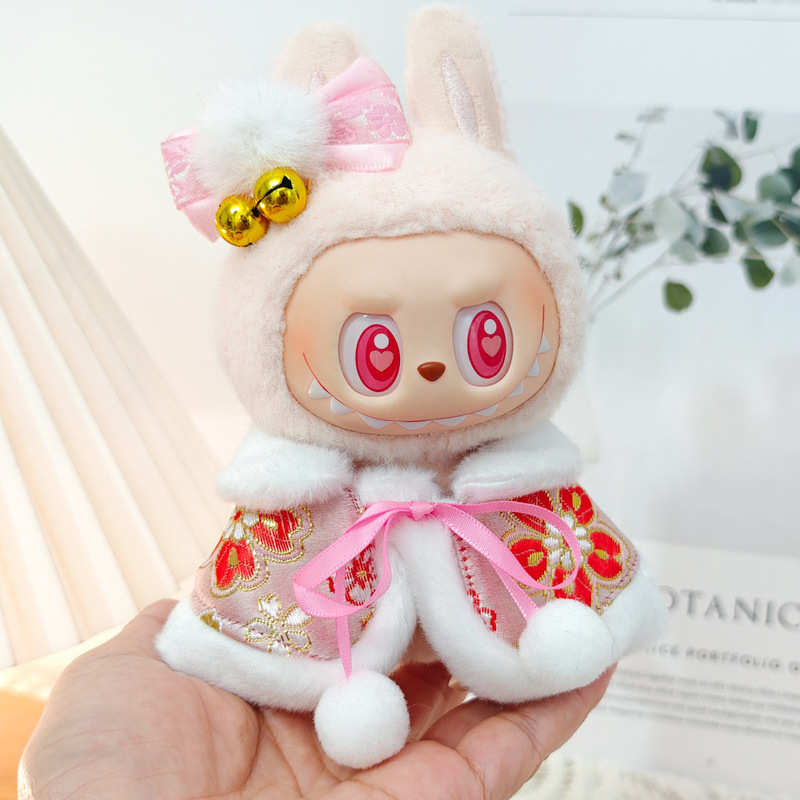 17 cm Mini Plüsch Puppe Kleidung Outfit Zubehör Für Labubu V1 V2 Weihnachten Cookie Mann Pullover Hut Kleidung Neue Jahr geschenk