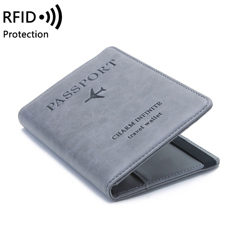 ผู้หญิงผู้ชายผู้ถือหนังสือเดินทางท่องเที่ยวกรณี RFID PU หนังบัตรเครดิตผู้ถือบัตรกรณีตั๋วกระเป๋าสตางค์ป้องกัน