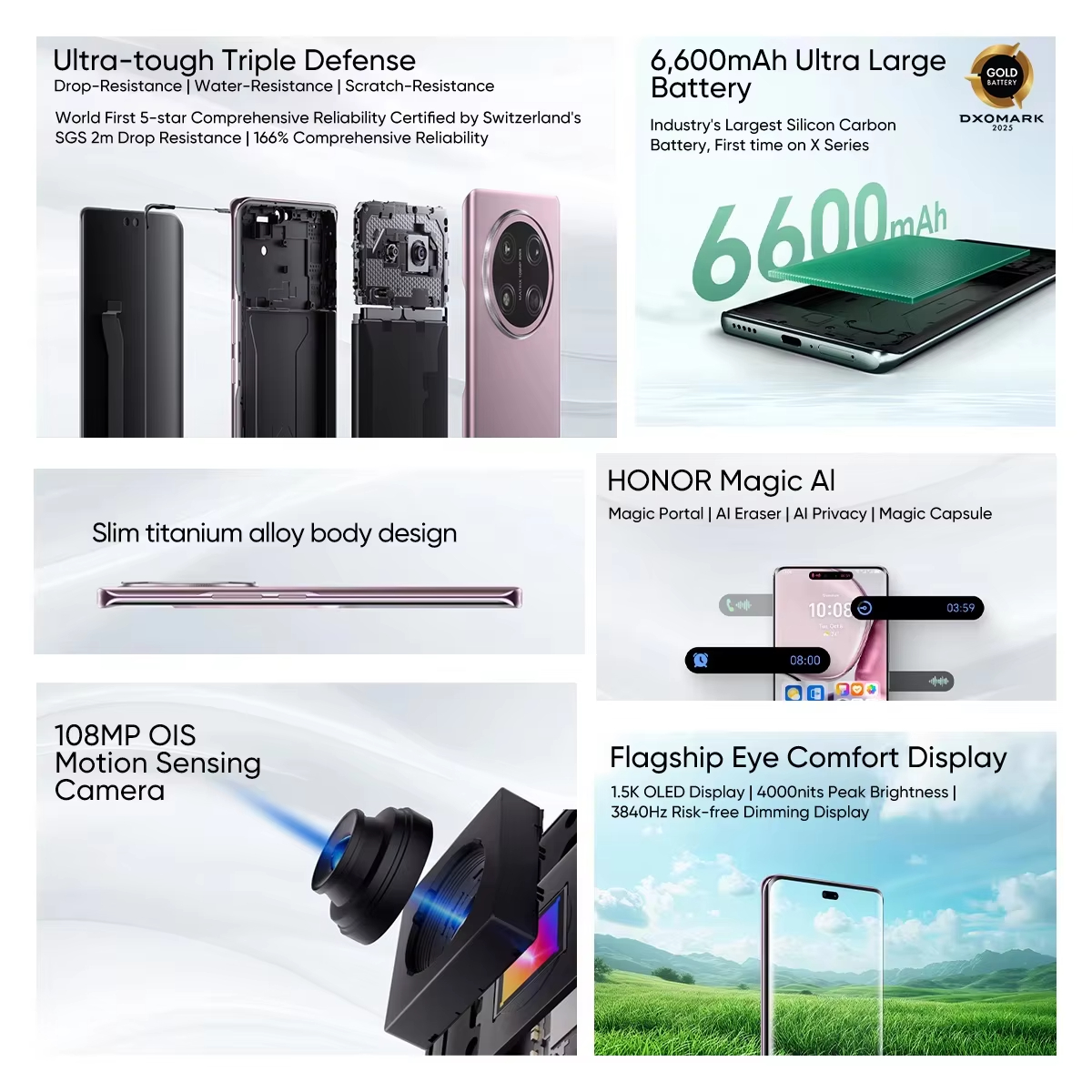 HONOR X9c Global Version 5G Smartphone 6.78" 120 Hz AMOLED Drop-Resistant Display Triple Cameras 6600mAh Battery Dual SIM