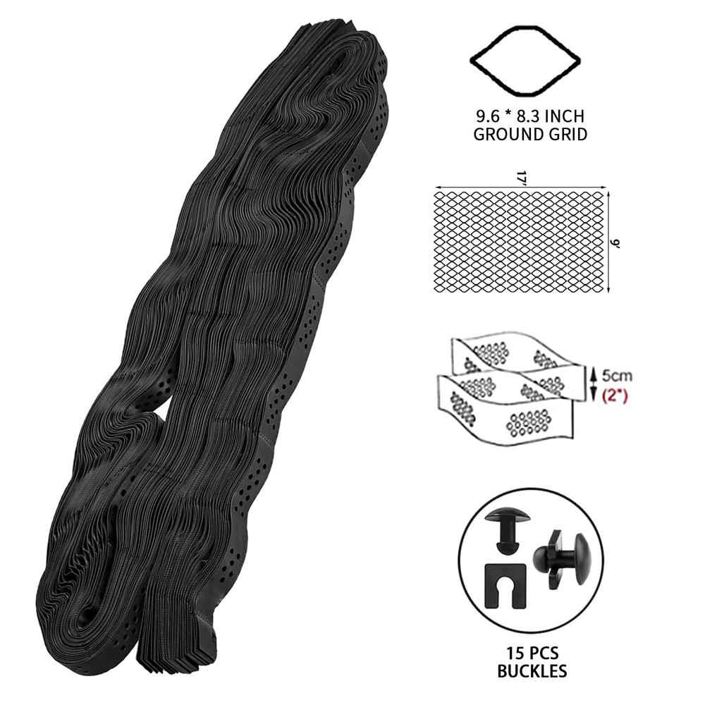 Foldable Geogrid Gravel Stabilizer Grid 2 Inch Thick Ground Grid 9x17 ft High-Density Polyethylene Erosion Resistant