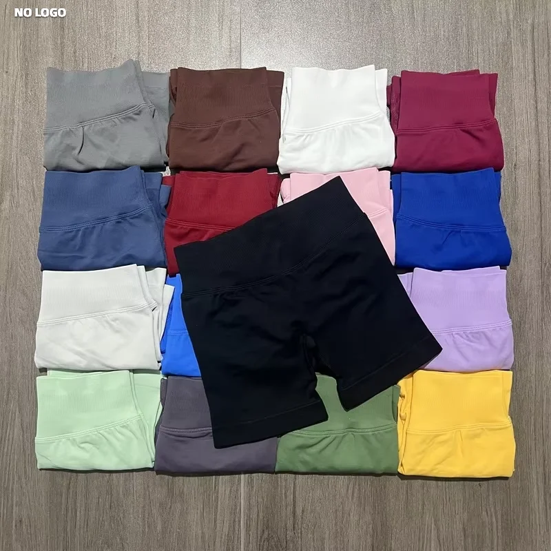 HISTELLO Sports Shorts 4.5'' Low Waist Women Seamless Yoga Shorts Scrunch Bum Workout Leggings Fitness Sportswear Gym Short