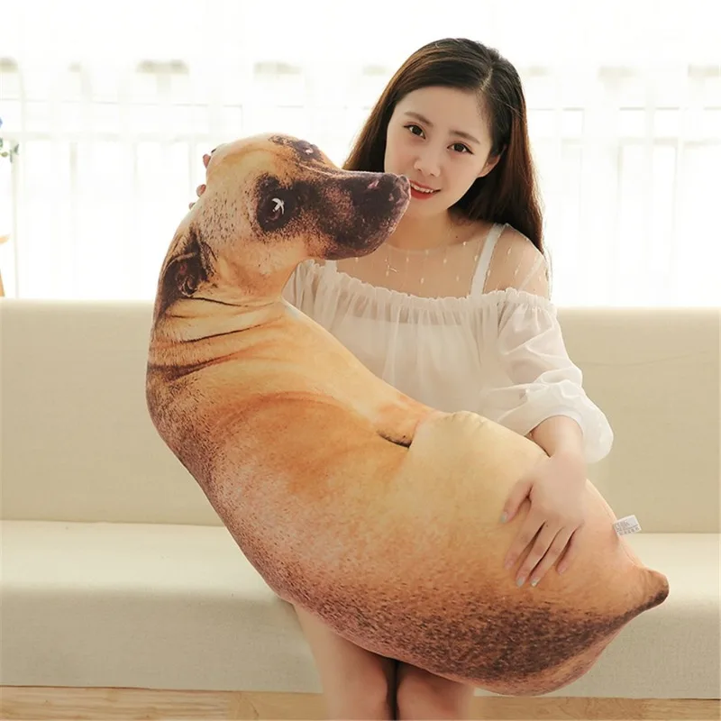 สุนัขขนาดใหญ่หมอน Plush น่ารักสมจริงตุ๊กตาเบาะสุนัขโซฟาตกแต่งหมอน Sleeping เก้าอี้กลับเบาะตกแต่ง