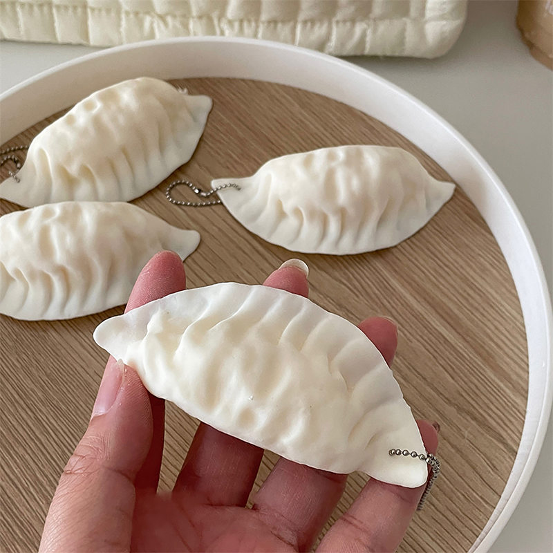 Simulation Dumplings Keychain Bag Pendant Cute Mini Squishy Toy Dumplings Simulation Food Decoration Charms Stress Relief Gift