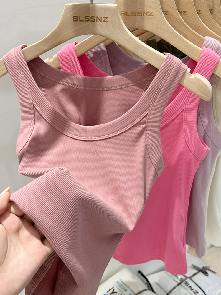 Zjaiss Vrouwen Solid Ronde Hals Geribbelde Tank Top Hemdje Vrouwen 2025, Zomer Basic Elastische Tank Top O Hals Solid Tank Top