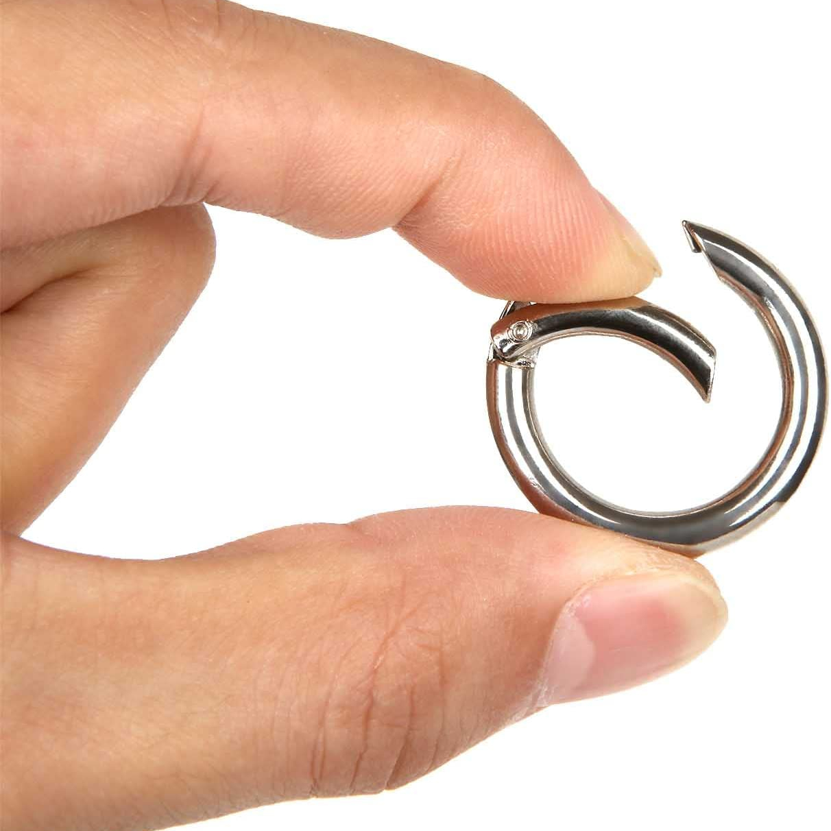 5 Stück Metall-O-Ring-Federverschlüsse für DIY-Schmuck, zu öffnende runde Karabiner-Schlüsselanhänger-Taschenklammern