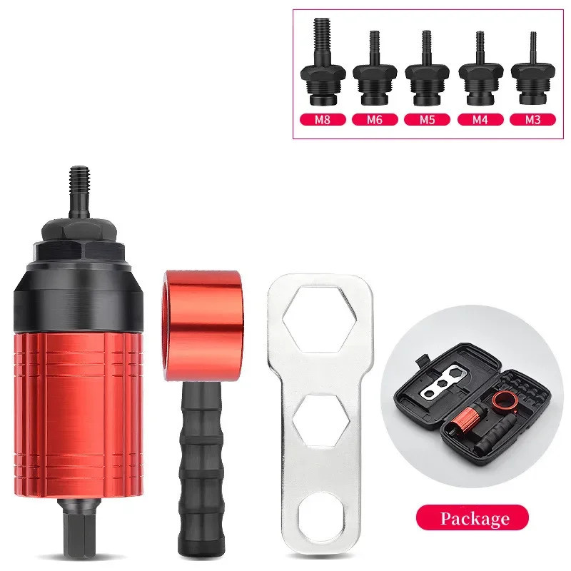 M3~M8 Cordless Rivet Drill Electric Adaptor Insert Nut Tool, Rivet Nut Gun Riveting Can Be Used in Manual and Electric Mode